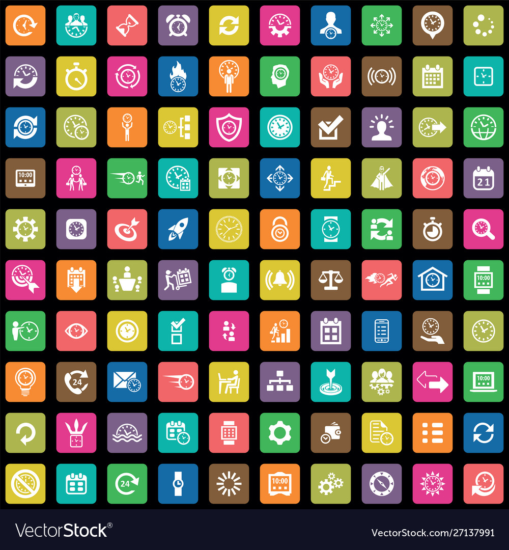 Time management 100 icons universal set for web