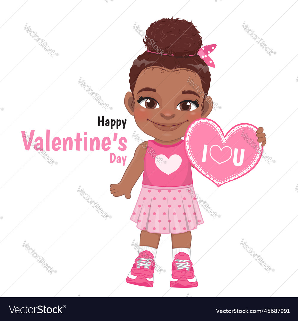 Valentinstag mit american african little girl