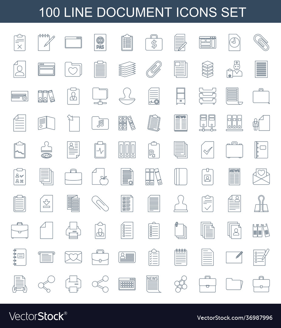 100 Dokumentsymbole Lizenzfreies Vektorbild - VectorStock