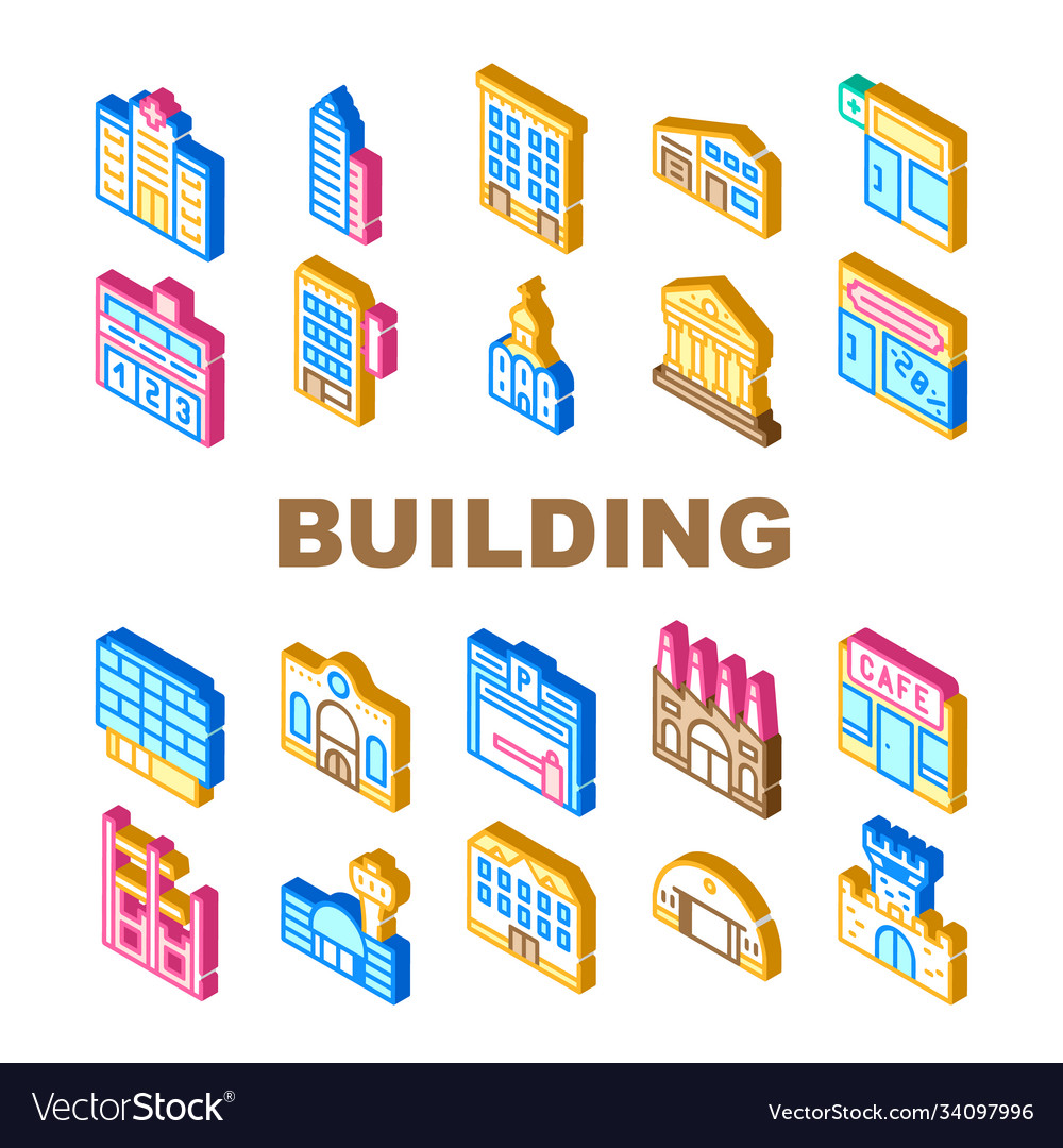 Building architecture collection icons set