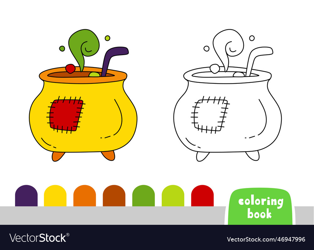 Cauldron with potion coloring book for children