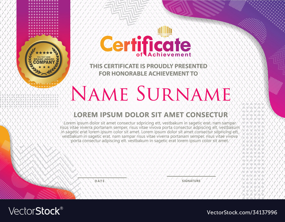 Certificate template with texture modern pattern vector image Certificate template with texture modern pattern