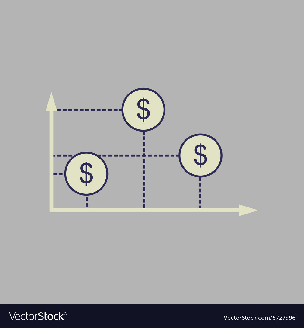 Flat web icon on stylish background money graph