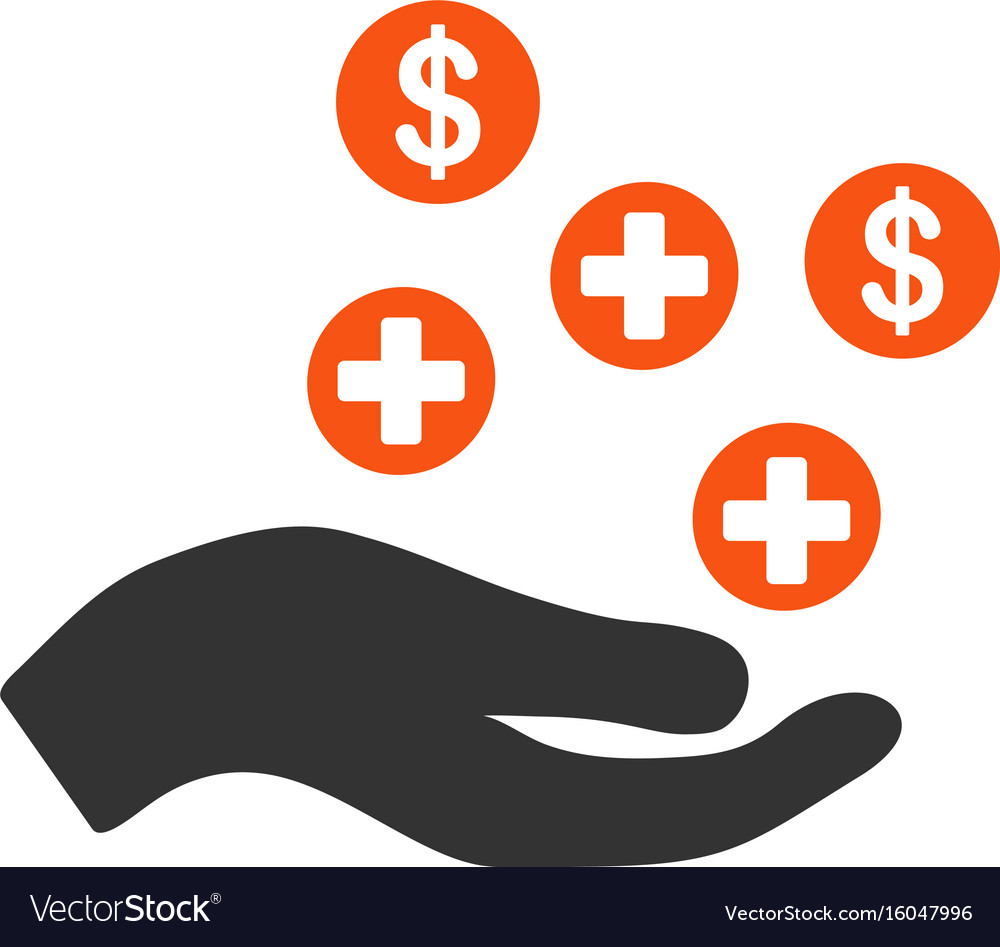 Hand offer medical service flat icon Royalty Free Vector