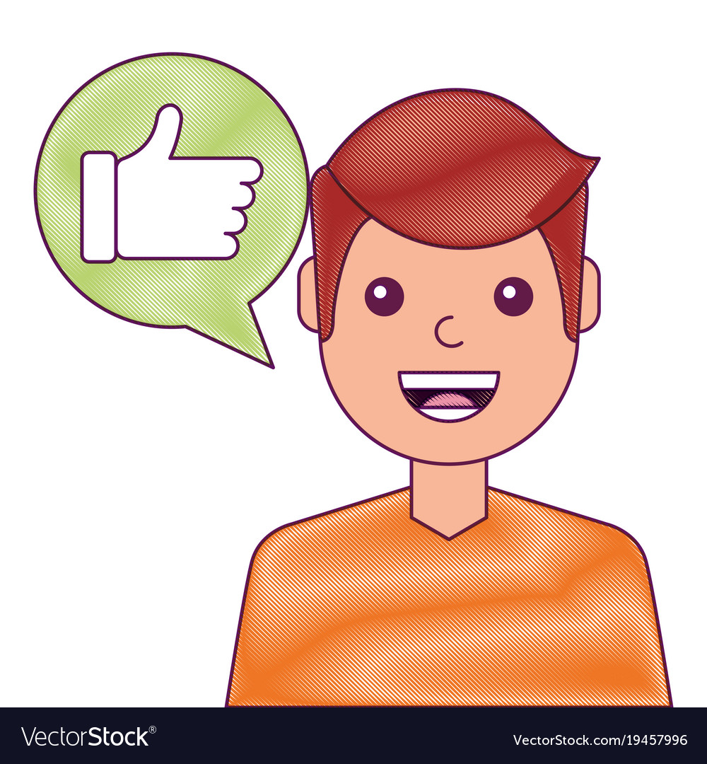 Man with hand like in speech bubble