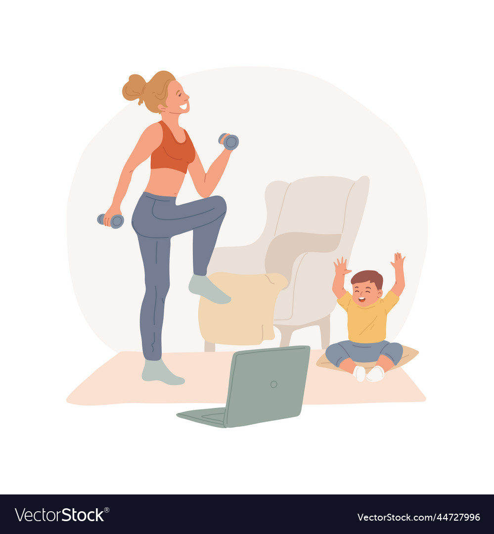 Online aerobics isolated cartoon