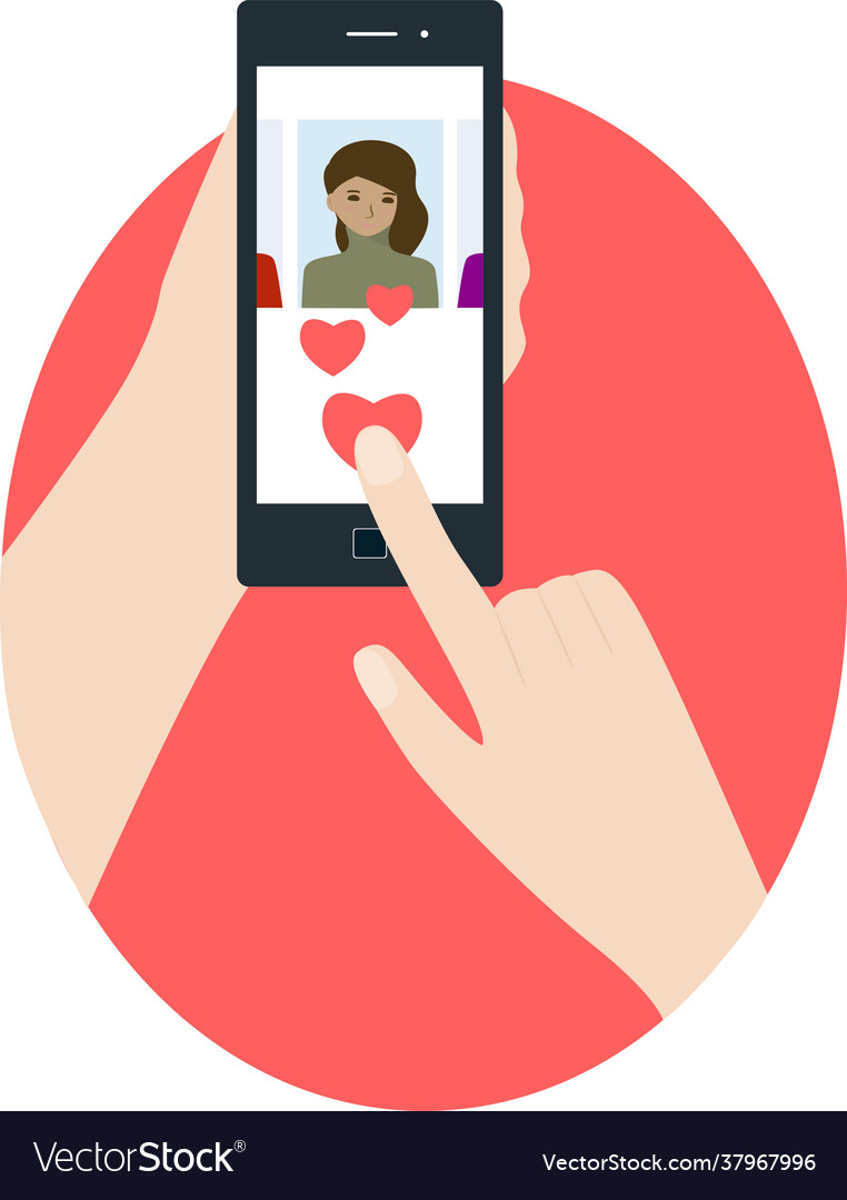 Online dating human hand holding smartphone