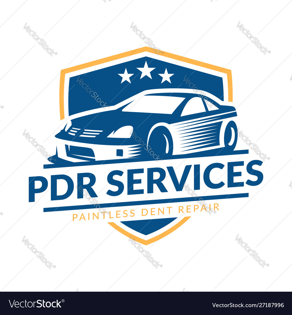 Paintless dent repair logo pdr service Royalty Free Vector