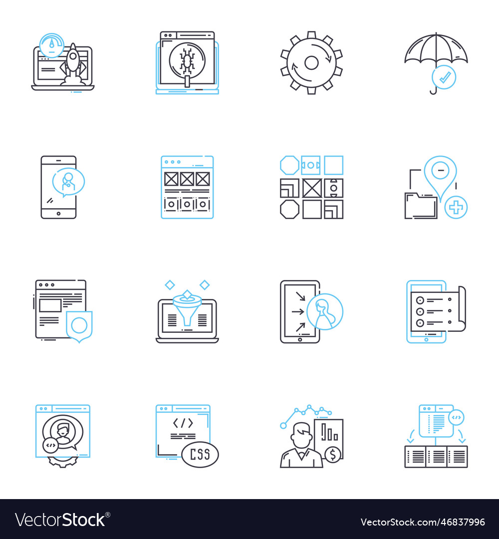 Search engine linear icons set google bing vector image Search engine linear icons set google bing