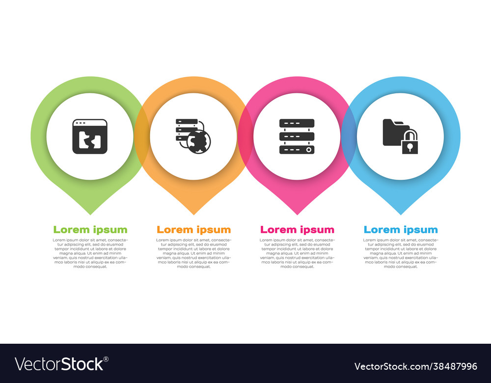 Set broken file network cloud connection server vector image Set broken file network cloud connection server