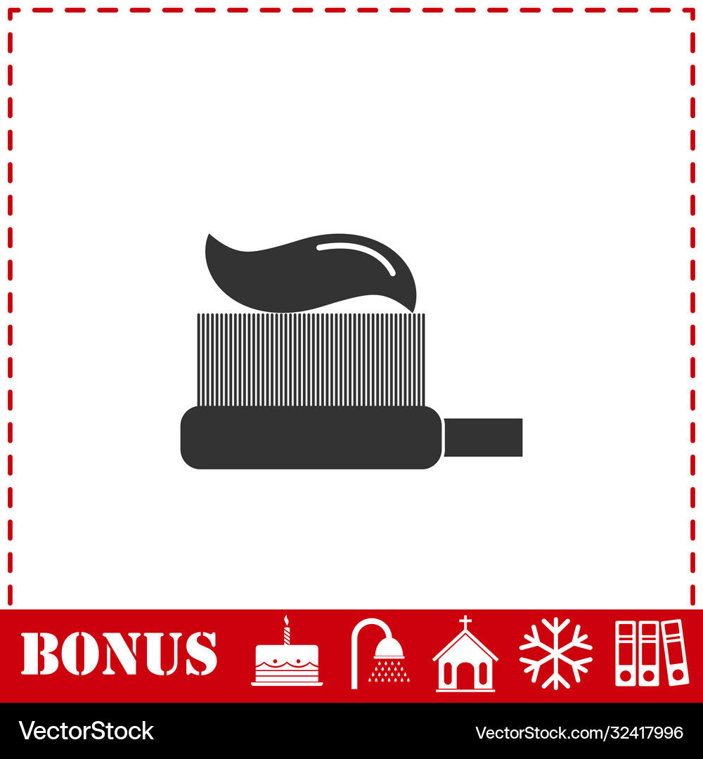 Toothbrush with toothpaste icon flat Royalty Free Vector