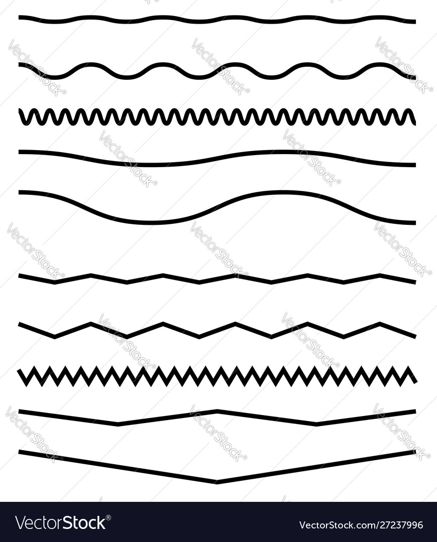 Wavy billow zigzag line element set lines vector image Wavy billow zigzag line element set lines
