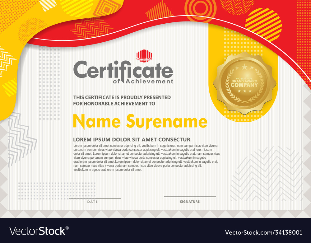 Certificate template with texture modern pattern vector image Certificate template with texture modern pattern