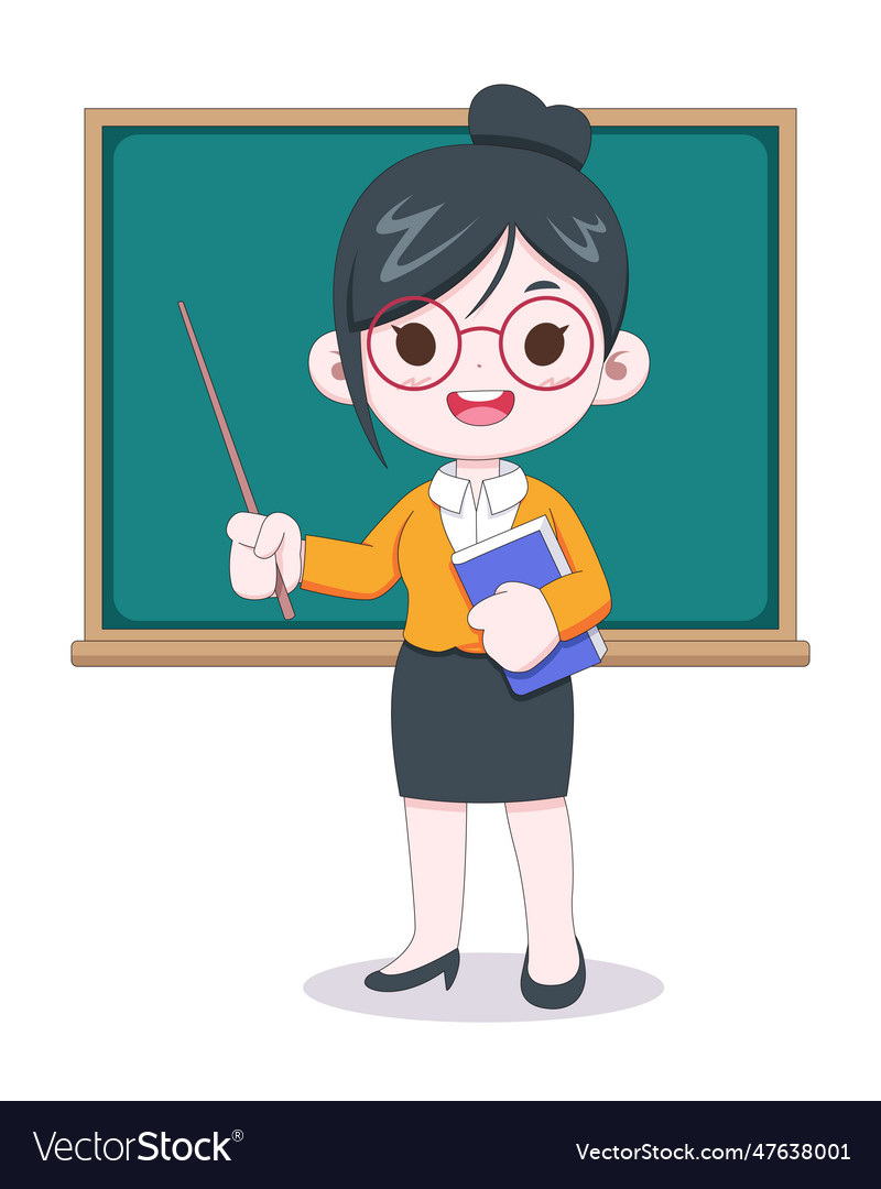 Cute Woman Teacher Teaching Cartoon Royalty Free Vector