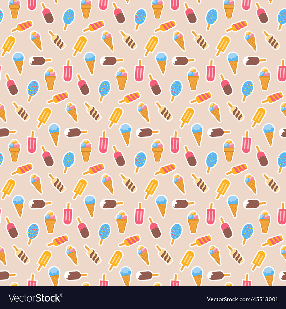 Different types of ice cream seamless pattern vector image Different types of ice cream seamless pattern