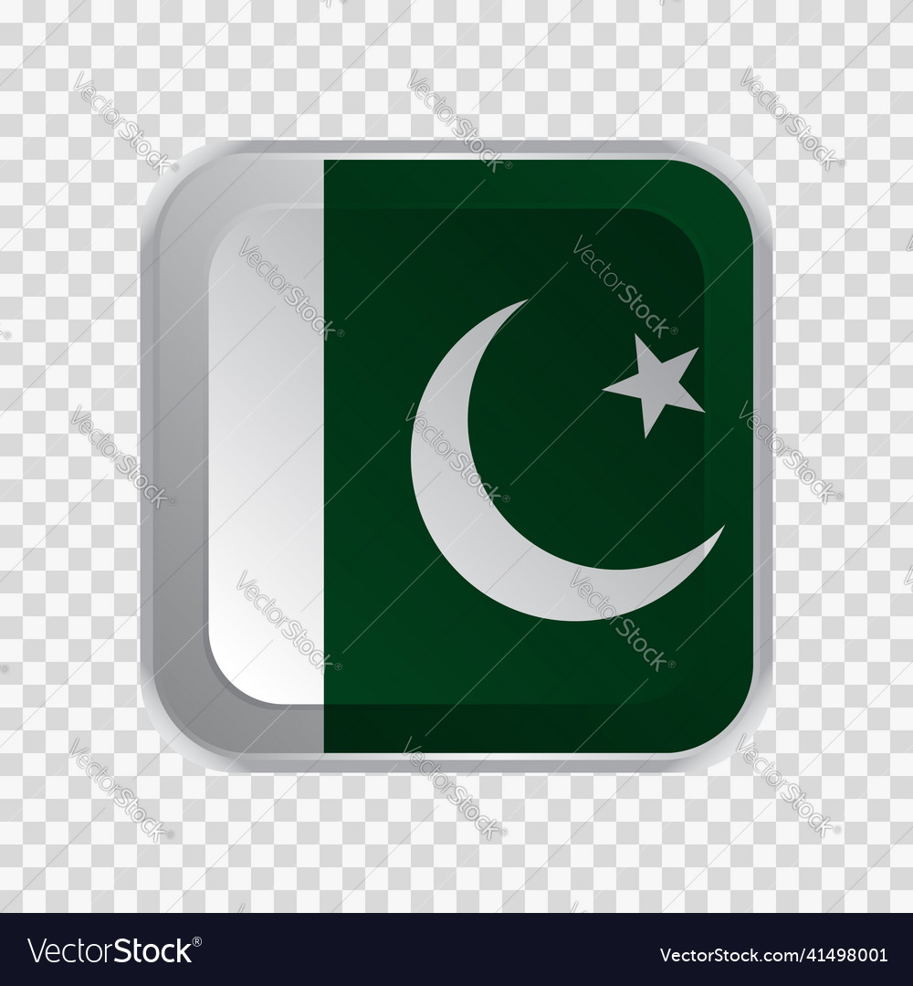 Flag of pakistan on square button transparent