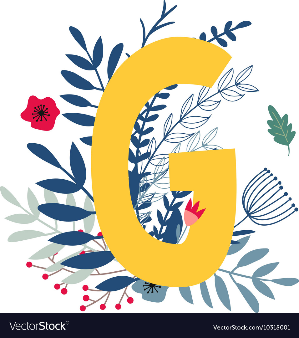 Floral alphabet letter g Royalty Free Vector Image