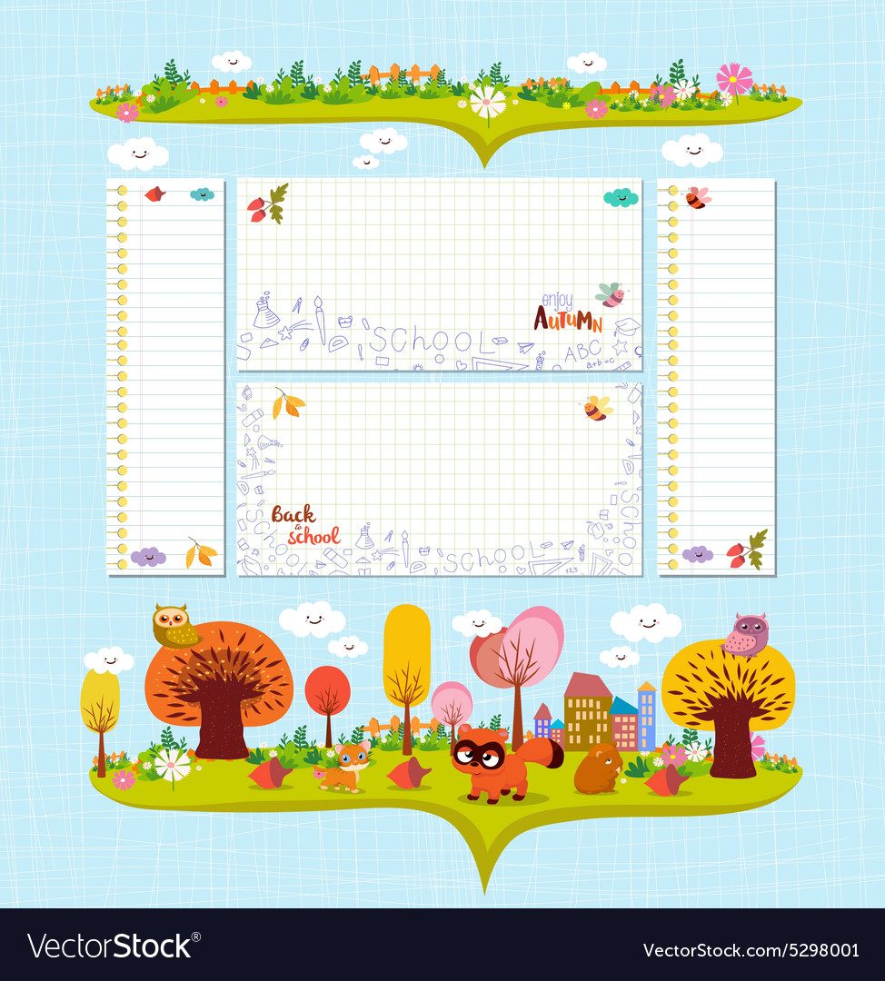 Hello autumn design elements for notebook note