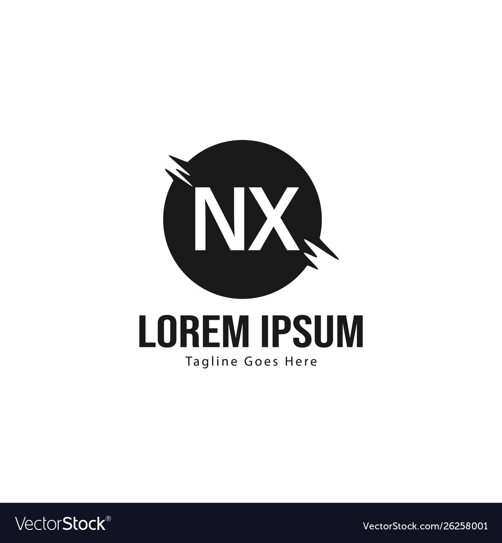Initial nx logo template with modern frame