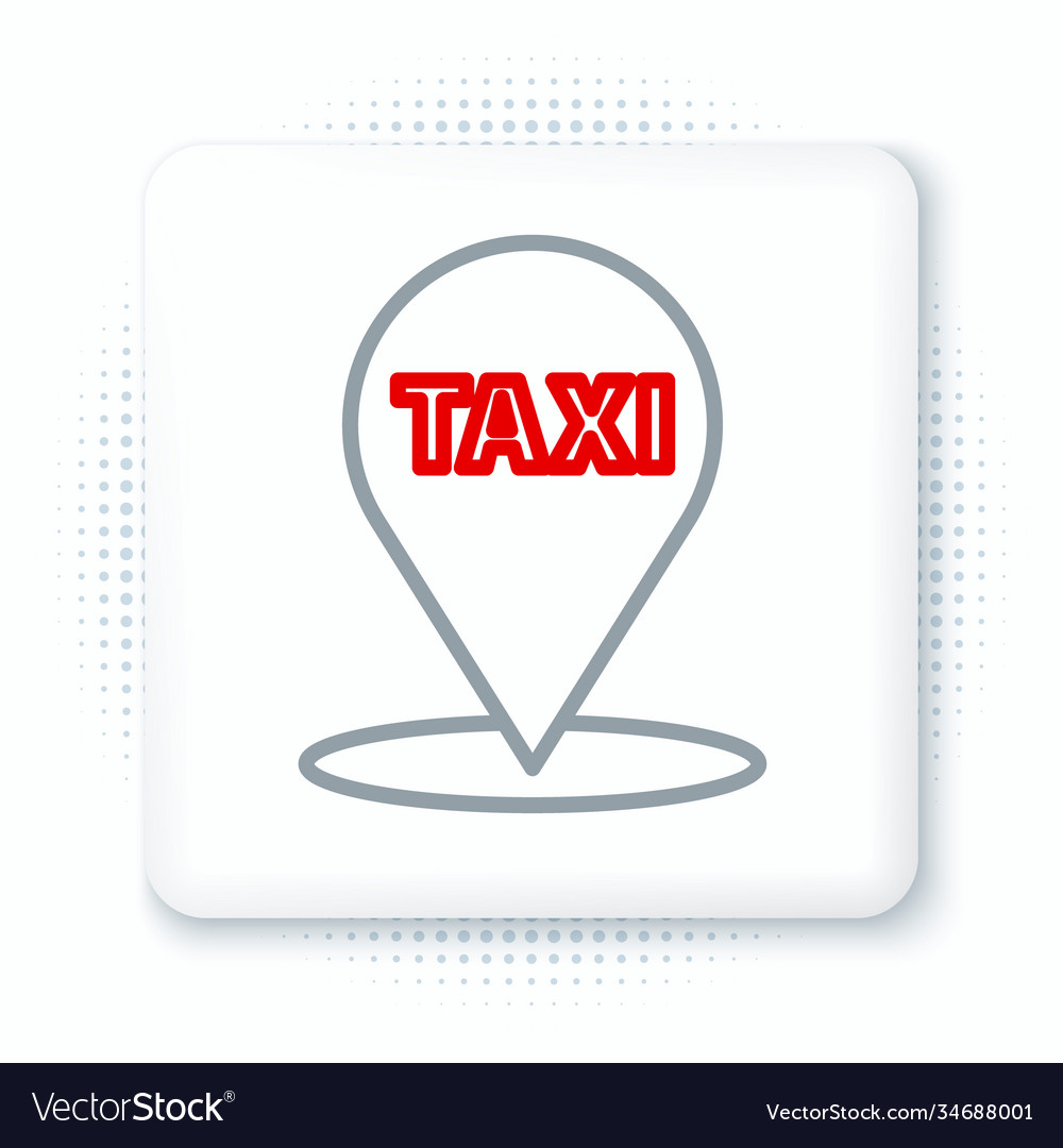 Line map pointer with taxi icon isolated on white vector image Line map pointer with taxi icon isolated on white