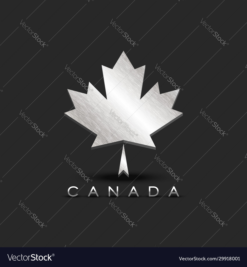 Metallic maple leaf emblem canada with 3d Vector Image