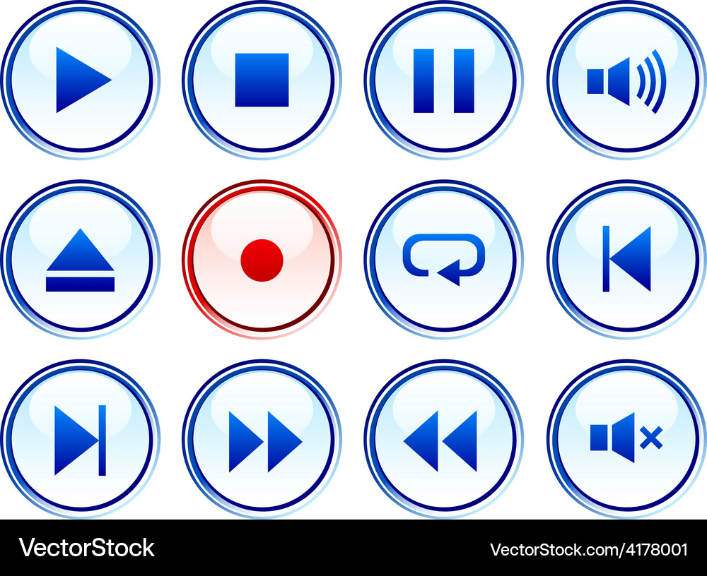 Player buttons Royalty Free Vector Image - VectorStock