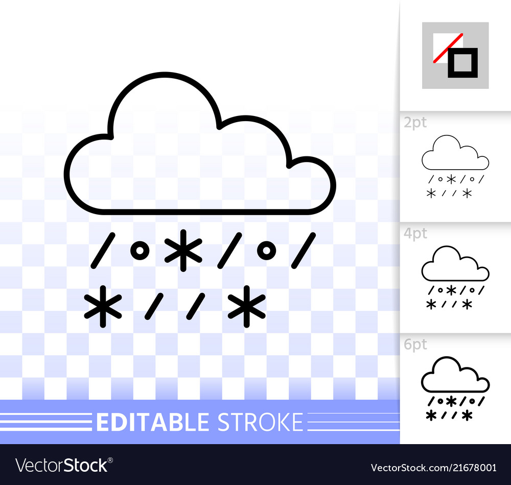 Regen mit Schnee einfache schwarze Linie Icon vector image Regen mit Schnee einfache schwarze Linie Icon