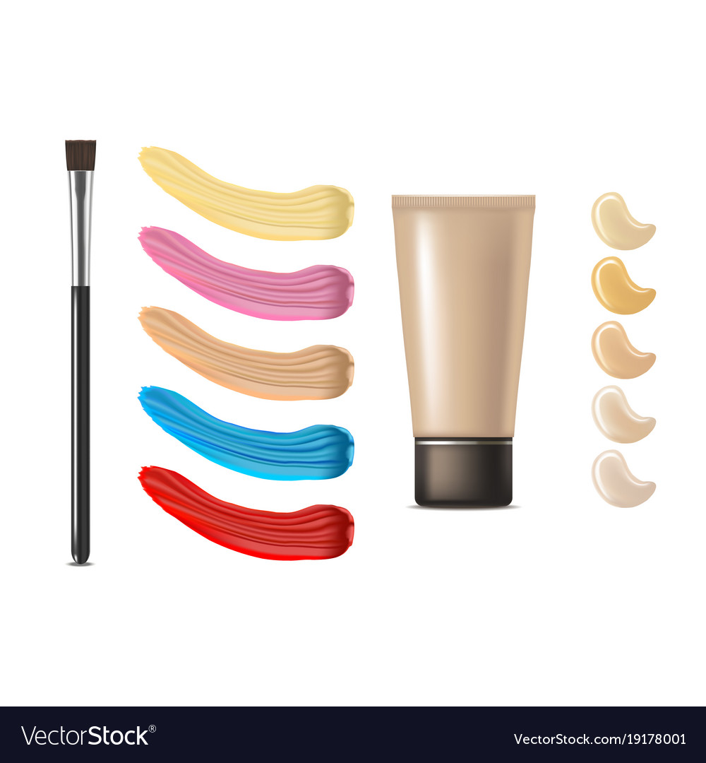 Realistic cosmetic brushes narrow color palette