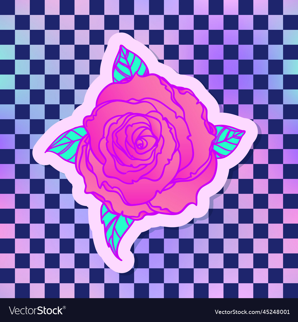 Rose over chequer pattern Vector Image Rose over chequer pattern