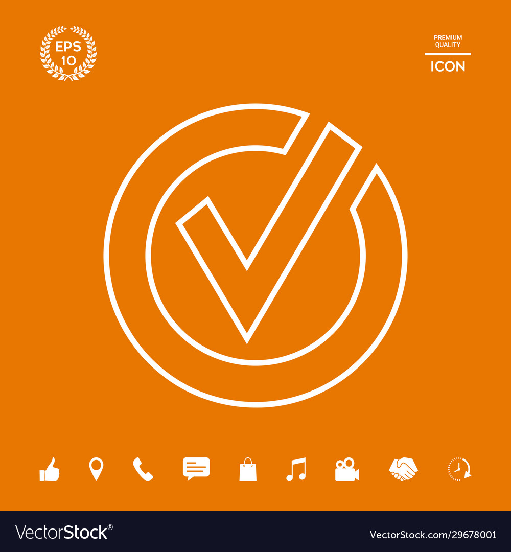 Rounded check mark line icon graphic elements