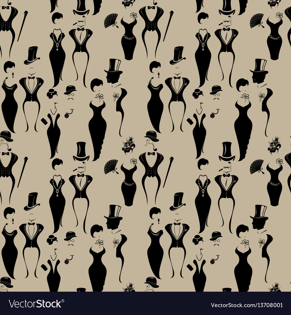 Seamless pattern with gentleman and lady symbols vector image Seamless pattern with gentleman and lady symbols