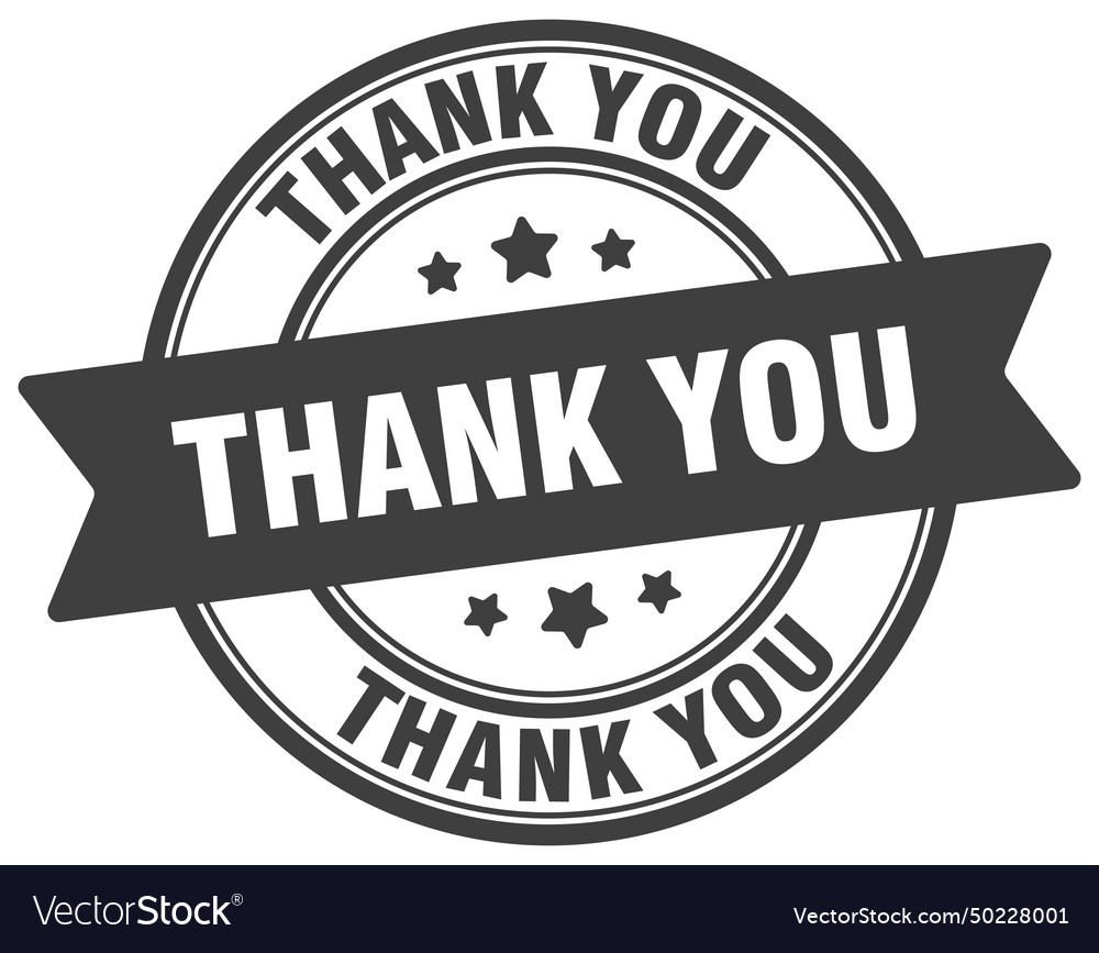 Thank you stamp label on transparent Royalty Free Vector