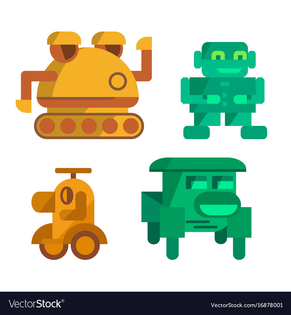 Toy robots icons