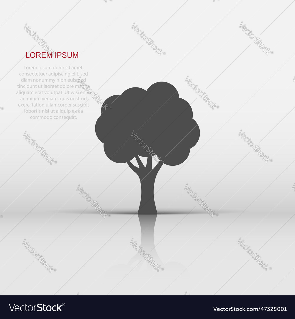 Tree sign icon in flat style branch forest
