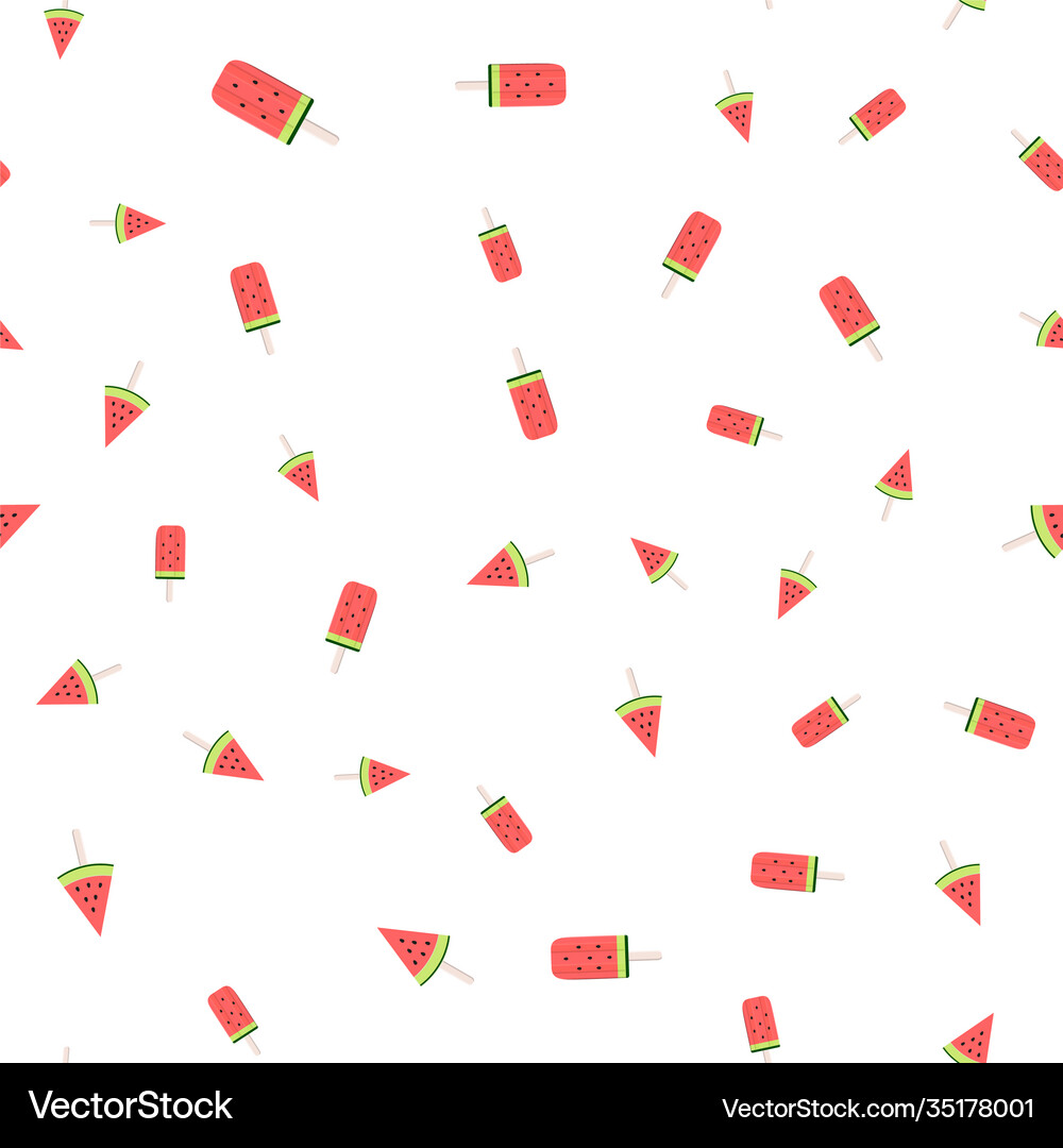 Watermelon ice cream seamless pattern background Vector Image