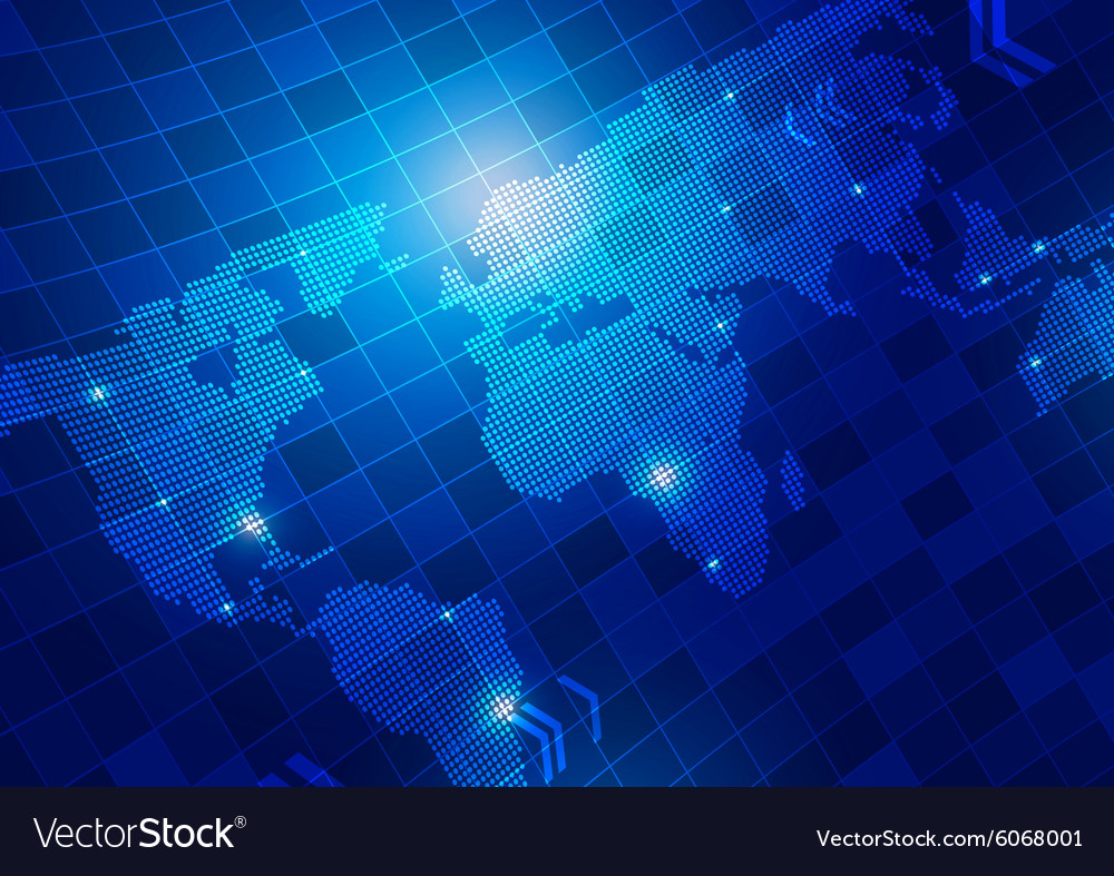 World map with technology business background Vector Image