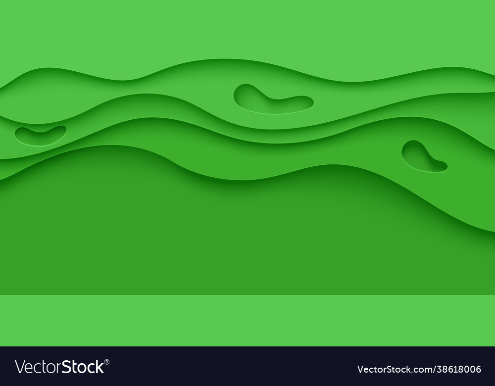 Abstract green flyer in cut paper style cutout