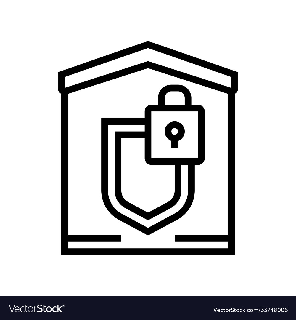 Building padlock security line icon