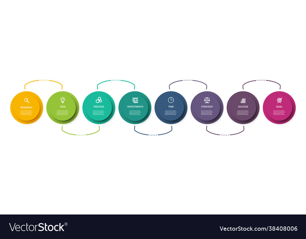Circle elements graph diagram with 8 steps vector image Circle elements graph diagram with 8 steps