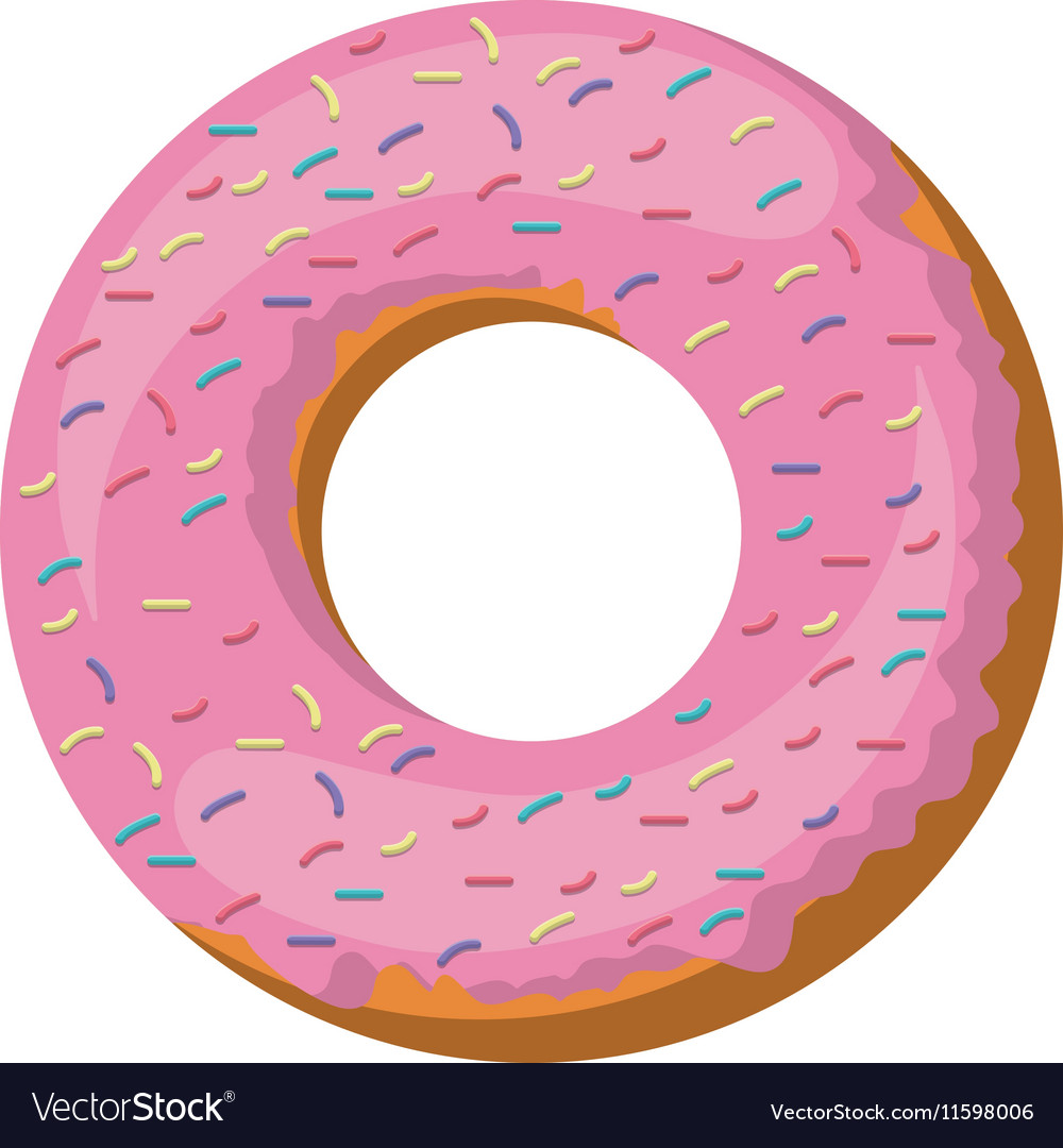 Donut with strawberry glazed and colored sparks Vector Image