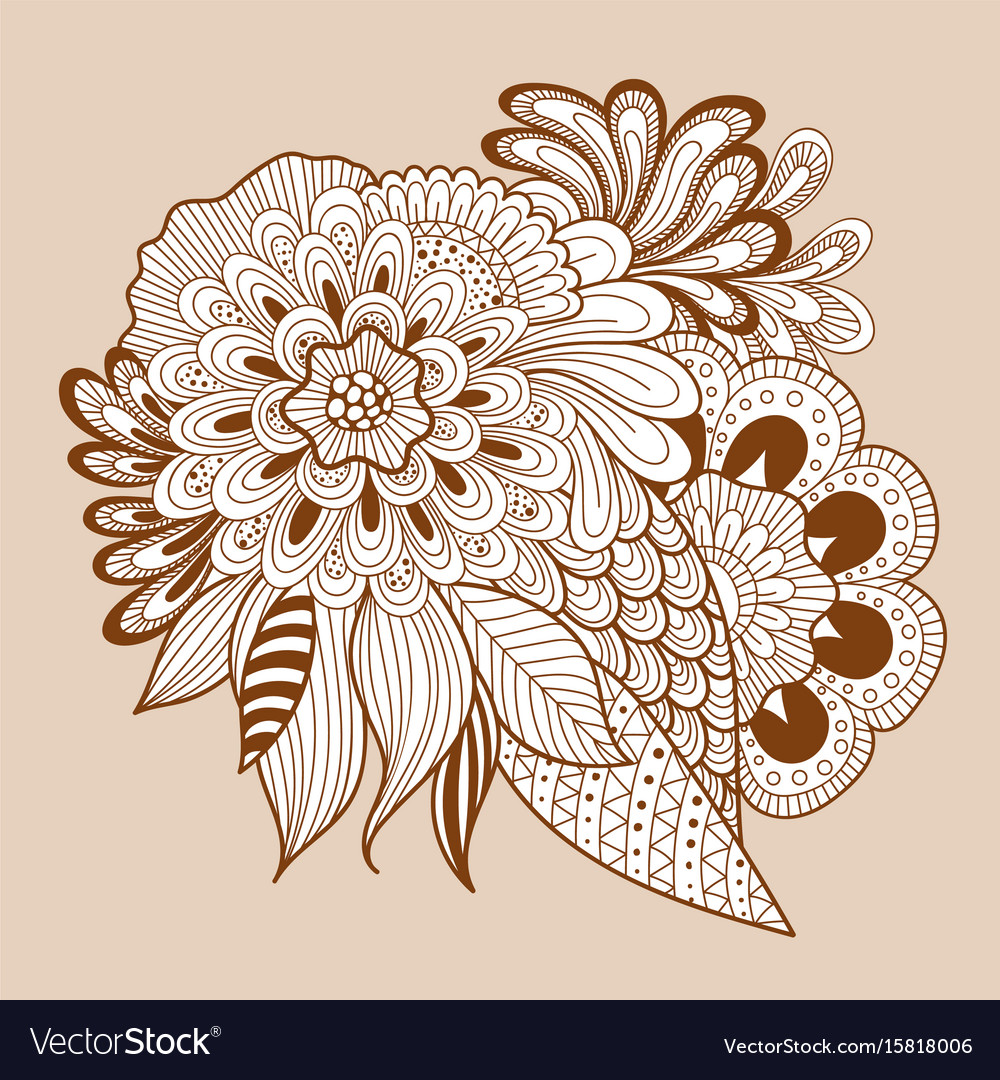 Doodle art floral composition henna tattoo Vector Image