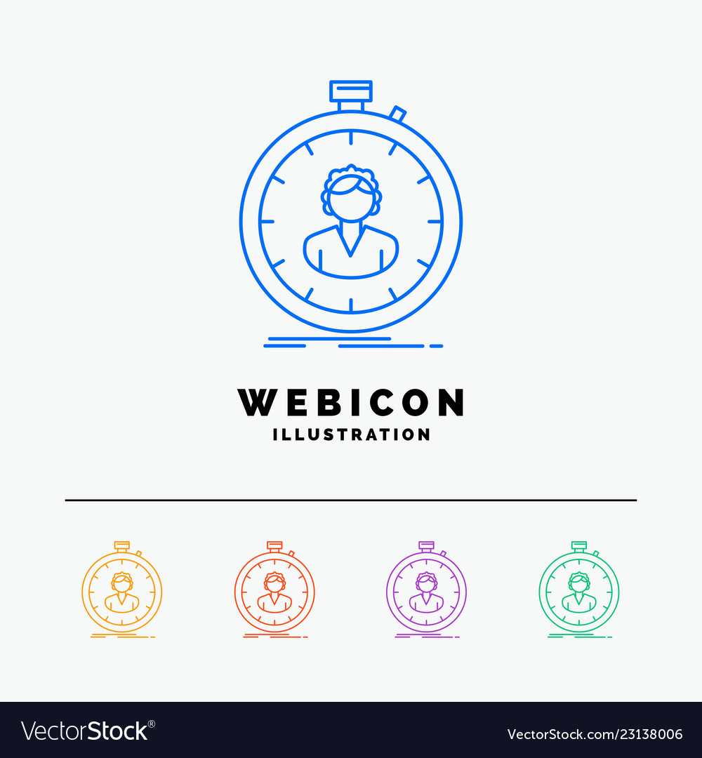 Fast speed stopwatch timer girl 5 color line web vector image Fast speed stopwatch timer girl 5 color line web