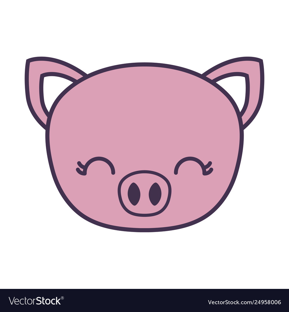 Head cute piggy animal isolated icon