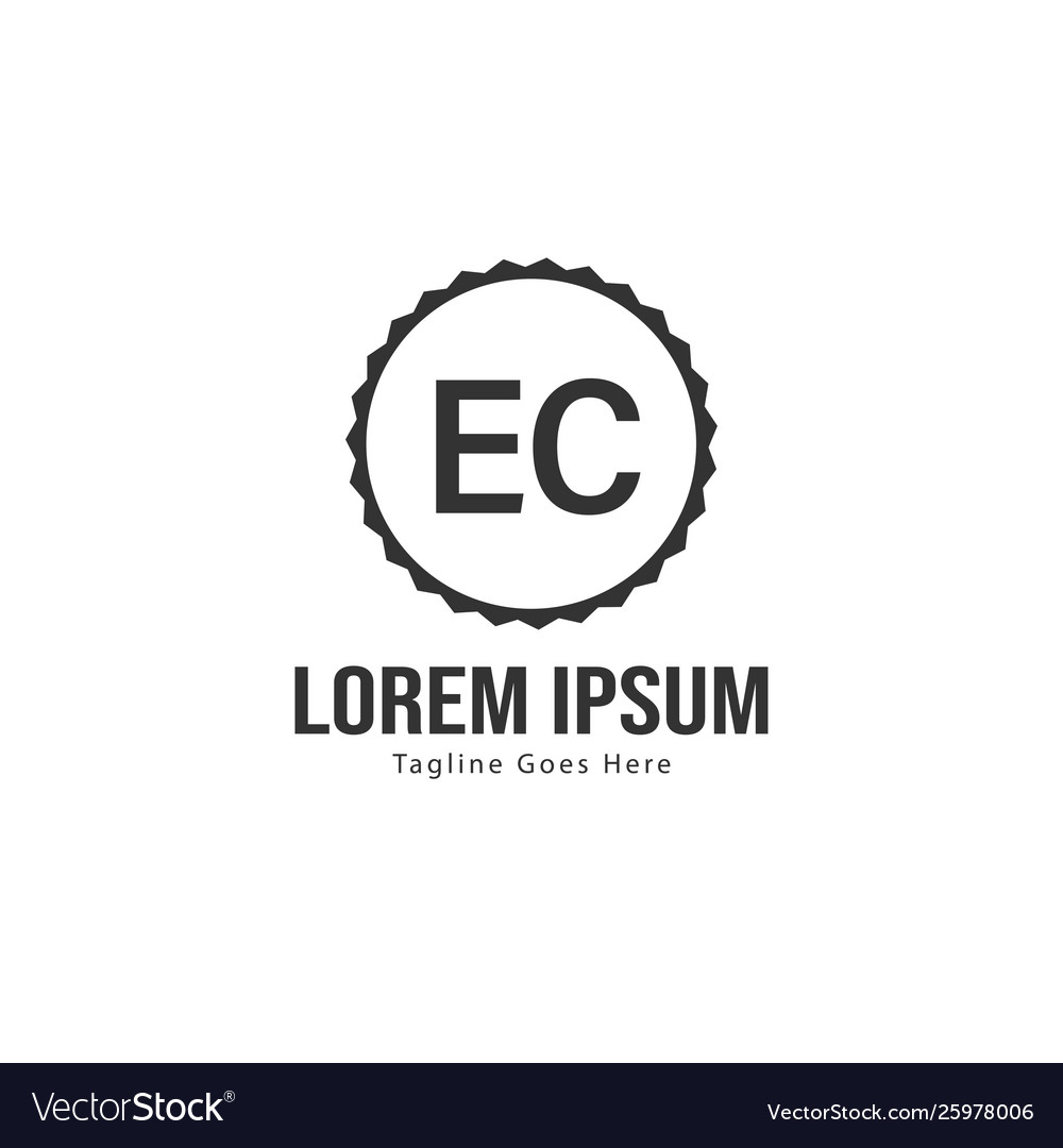 Initial ec logo template with modern frame