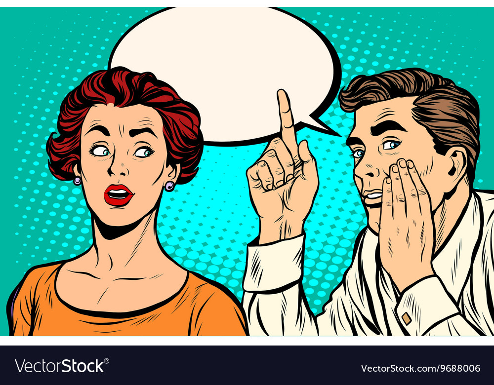 Man and woman a secret hearing gossip Royalty Free Vector