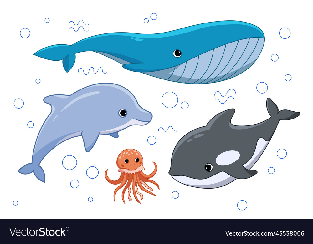 Ocean Animals Cartoon Set