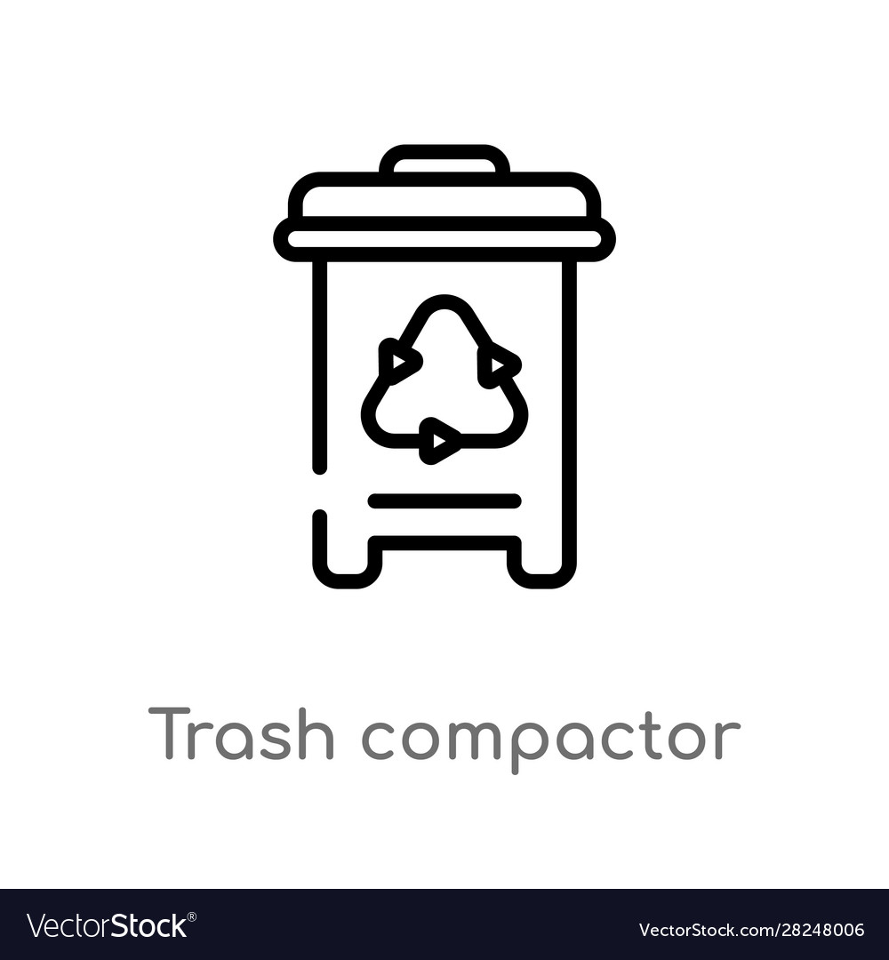 Outline trash compactor icon isolated black