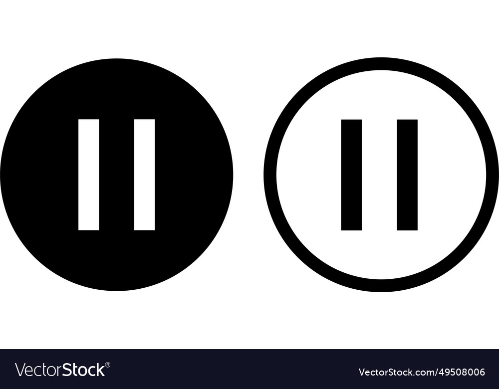 Pause stop black icon set elements for video Vector Image