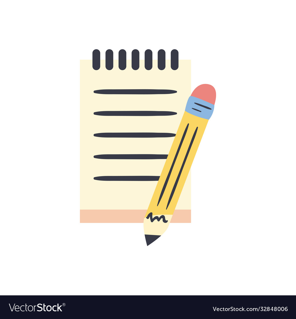 Pencil with notebook line and fill style icon