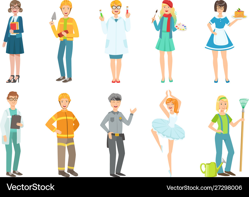 People Different Professions Set Teacher Vector Image